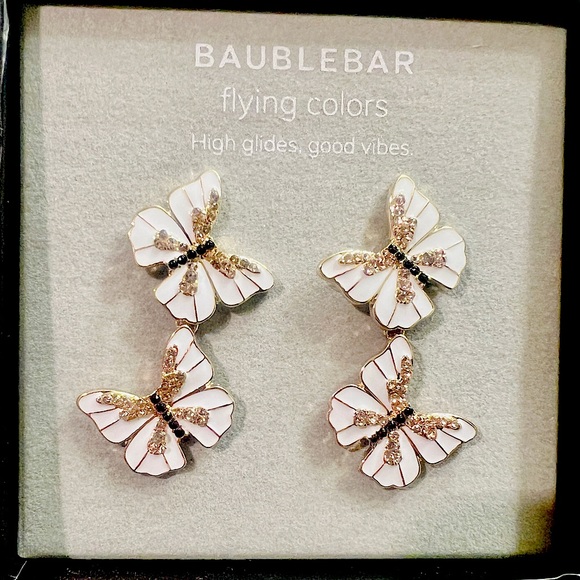 BAUBLEBAR NEW CRYSTAL BUTTERFLY STATEMENT DROP EARRINGS - Picture 5 of 6